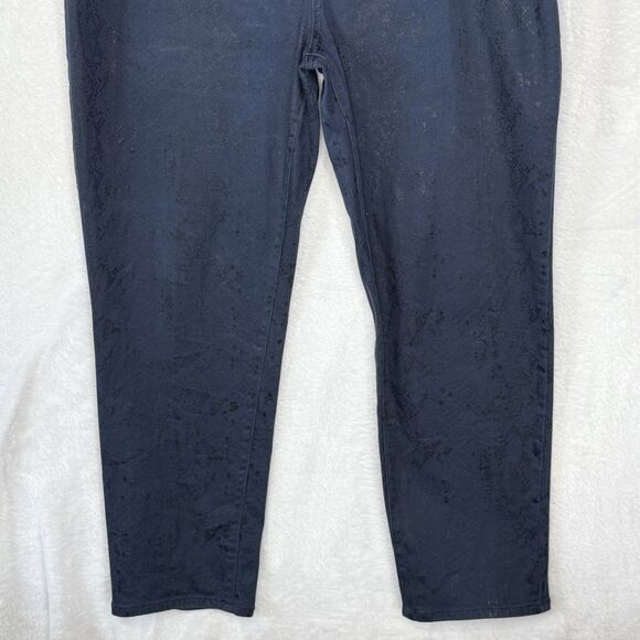 CHICO'S Women's size 3R  16R Dark Wash Denim Black SNAKE SKIN Print Stretch - Picture 5 of 16